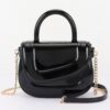 Patent-Effect Top Handle Bag with Detachable Chain Strap