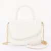 Patent-Effect Top Handle Bag with Detachable Chain Strap