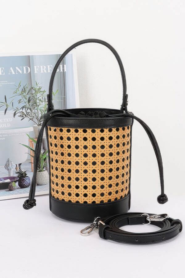 Braided Bamboo Tube Bag with Structured Top Handle