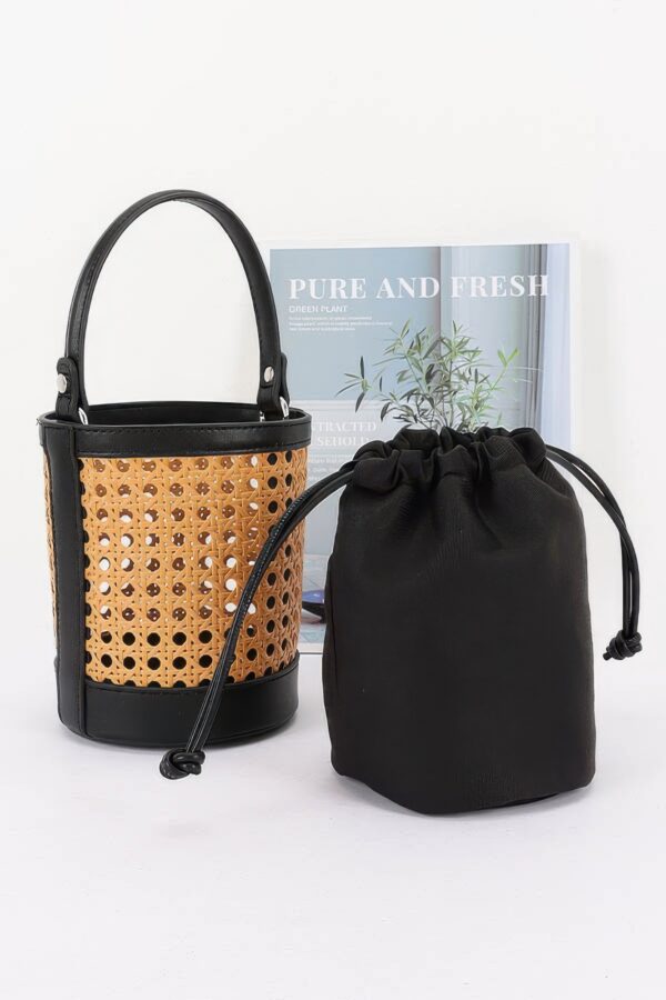 Braided Bamboo Tube Bag with Structured Top Handle
