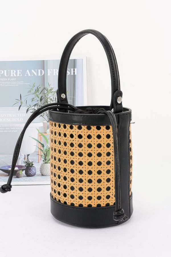 Braided Bamboo Tube Bag with Structured Top Handle
