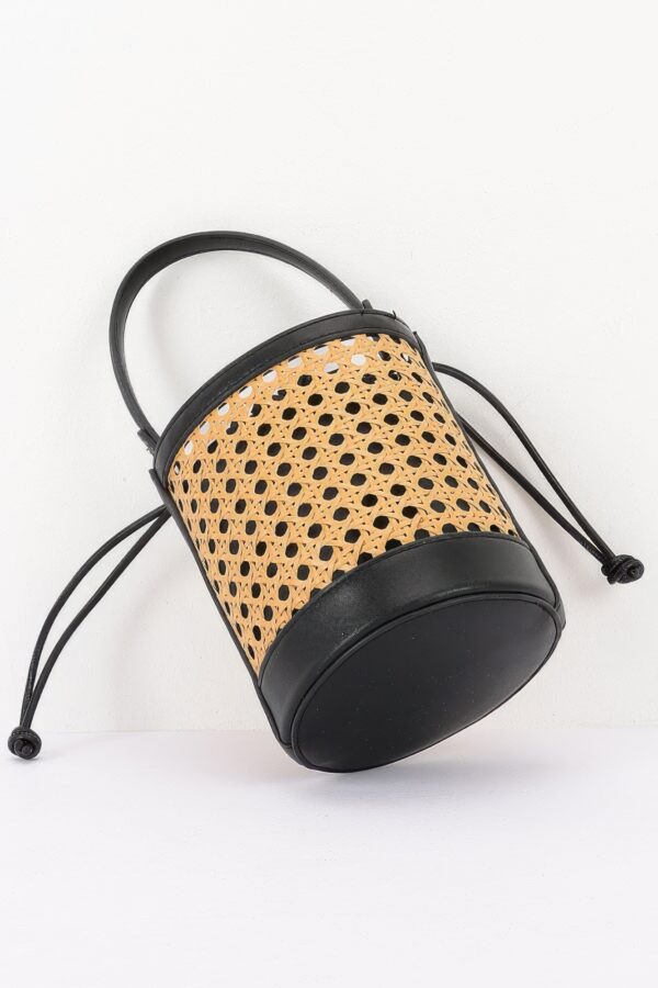 Braided Bamboo Tube Bag with Structured Top Handle