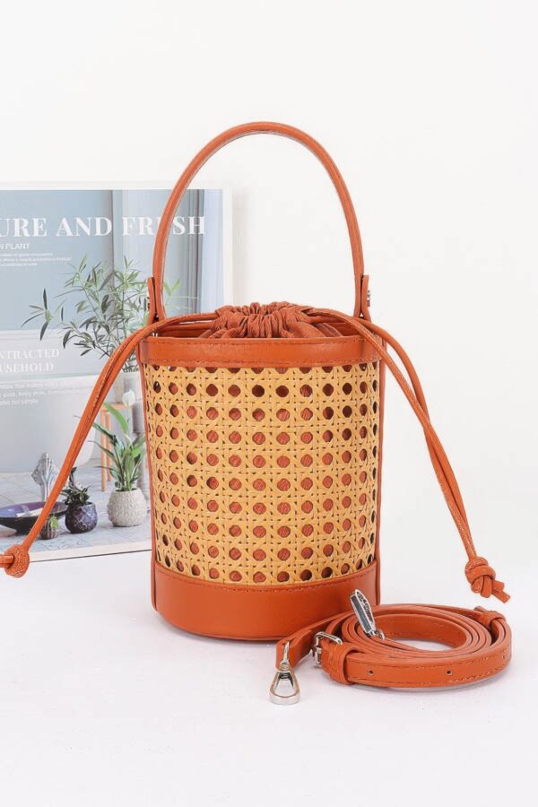 Braided Bamboo Tube Bag with Structured Top Handle