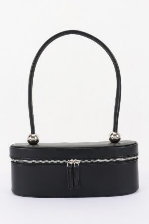 Vegan Leather Long Box Shoulder Bag - Structured Silhouette