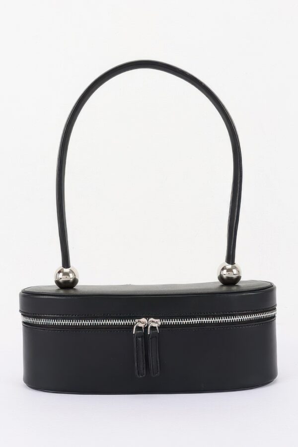 Vegan Leather Long Box Shoulder Bag - Structured Silhouette
