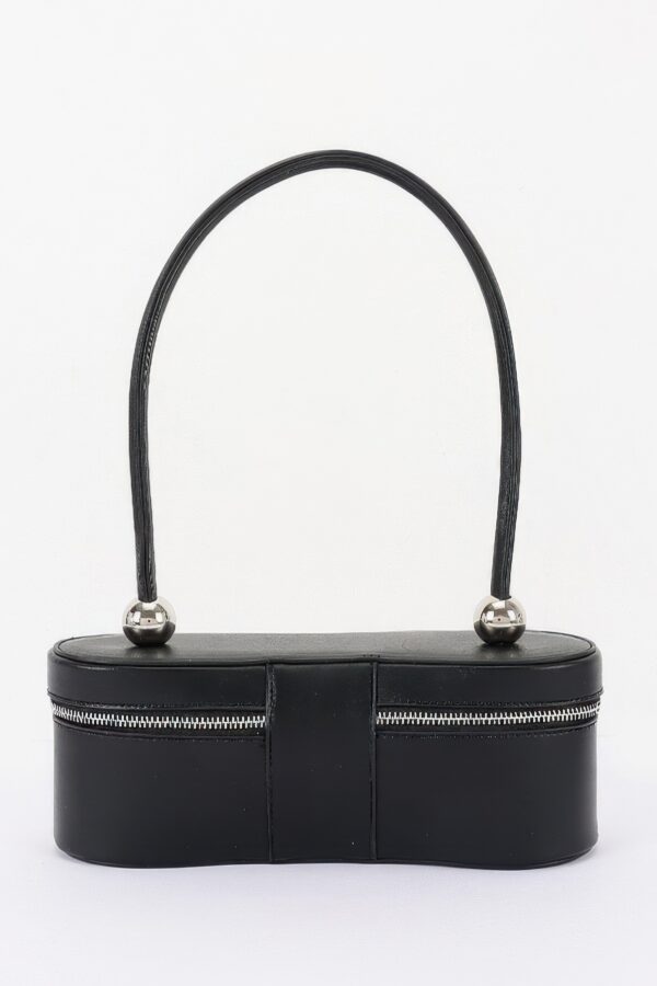 Vegan Leather Long Box Shoulder Bag - Structured Silhouette
