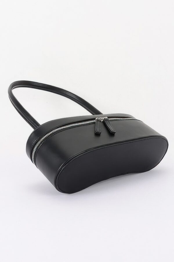 Vegan Leather Long Box Shoulder Bag - Structured Silhouette