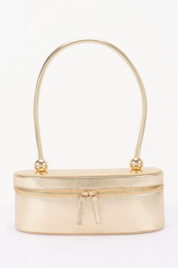 Vegan Leather Long Box Shoulder Bag - Structured Silhouette