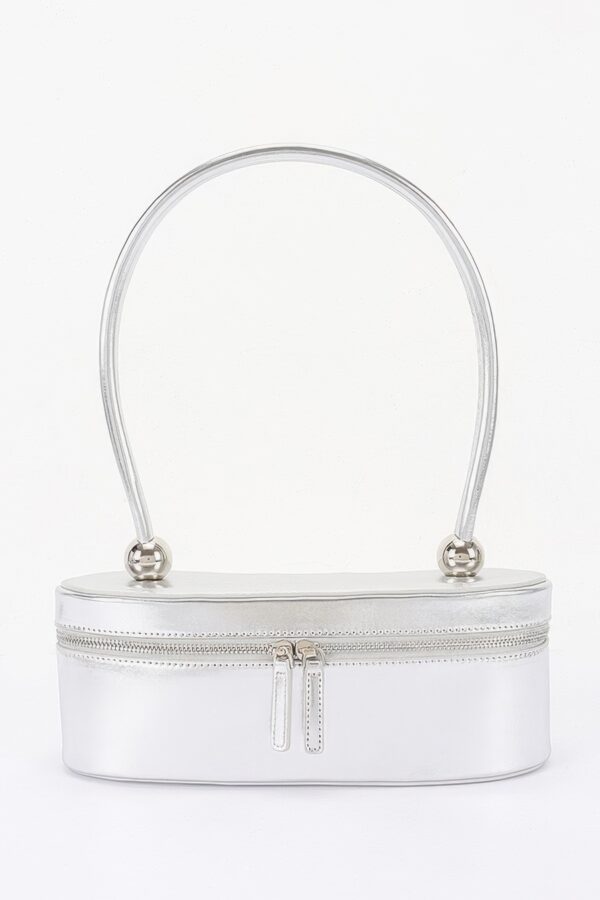 Vegan Leather Long Box Shoulder Bag - Structured Silhouette