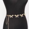Rhinestone Bow Charm Chain Waist Belt - Adjustable