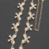Rhinestone Bow Charm Chain Waist Belt - Adjustable