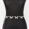 Rhinestone Bow Charm Chain Waist Belt - Adjustable