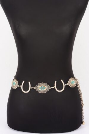 Horseshoe Concho Chain Belt - Vintage Western Iron