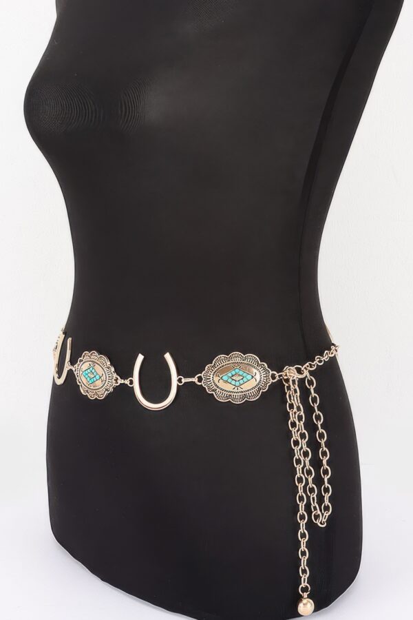Horseshoe Concho Chain Belt - Vintage Western Iron