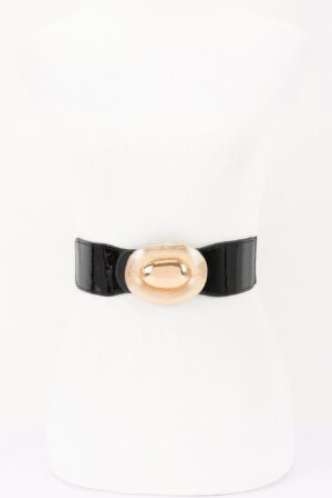 Wide Waist Belt with Oval Buckle