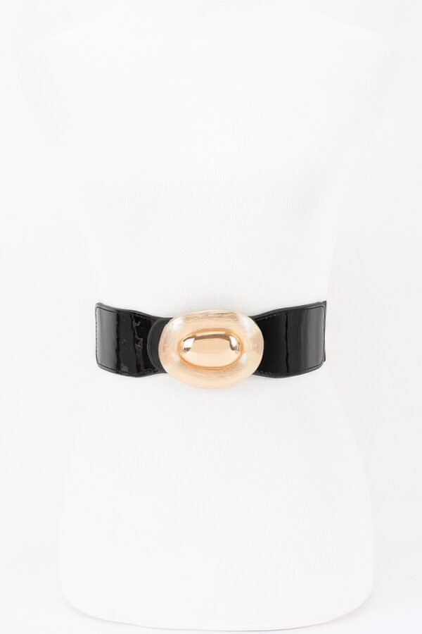 Wide Waist Belt with Oval Buckle