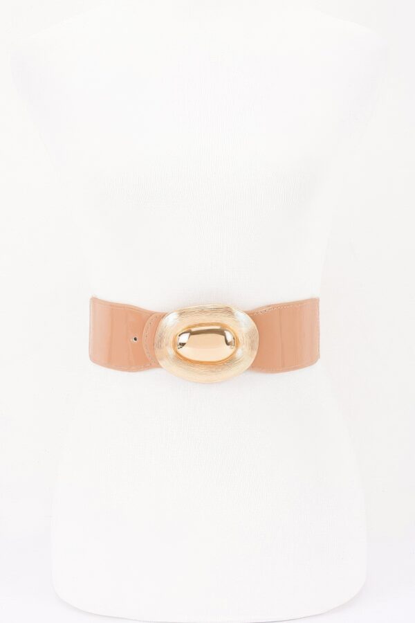 Wide Waist Belt with Oval Buckle