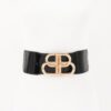 Wide Vegan Leather Waist Belt with Metal Buckle