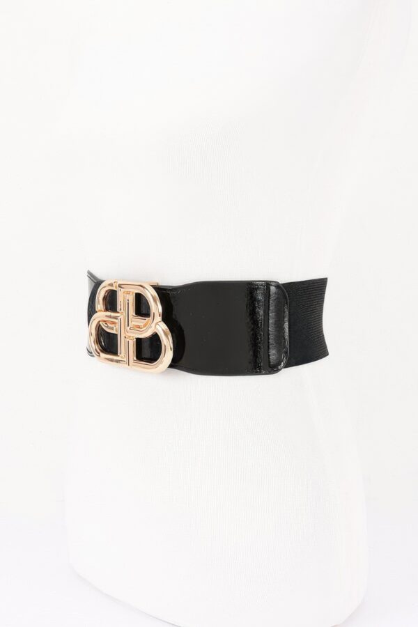 Wide Vegan Leather Waist Belt with Metal Buckle