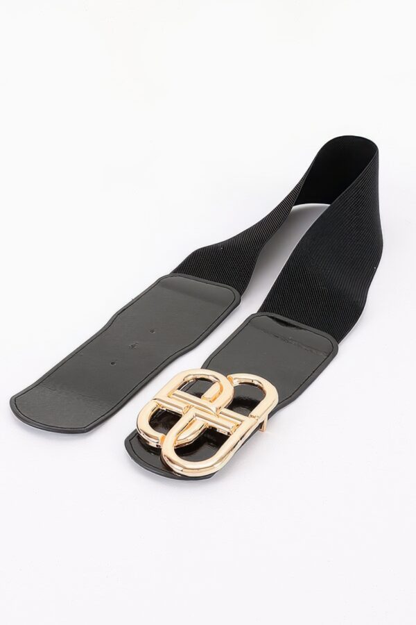 Wide Vegan Leather Waist Belt with Metal Buckle