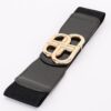 Wide Vegan Leather Waist Belt with Metal Buckle