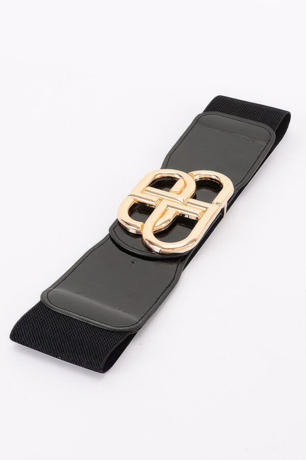 Wide Vegan Leather Waist Belt with Metal Buckle