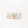 Wide Vegan Leather Waist Belt with Metal Buckle