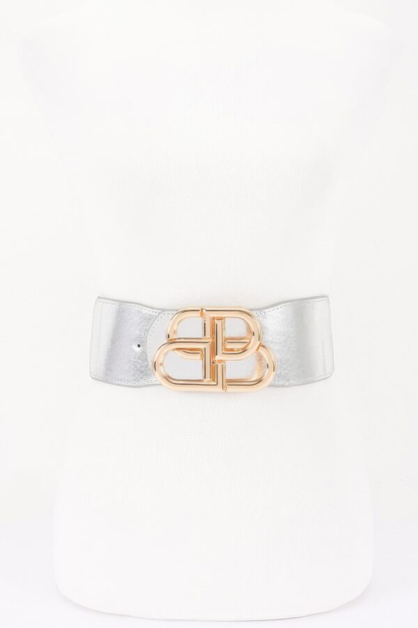 Wide Vegan Leather Waist Belt with Metal Buckle