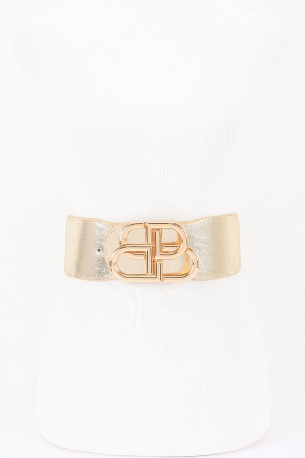Wide Vegan Leather Waist Belt with Metal Buckle