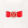 Wide Vegan Leather Elastic Belt with Geometric Buckle