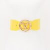 Wide Vegan Leather Elastic Belt with Geometric Buckle