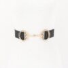Vegan Leather Elastic Belt with Horsebit Buckle
