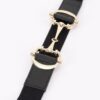 Vegan Leather Elastic Belt with Horsebit Buckle