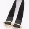 Vegan Leather Elastic Belt with Horsebit Buckle