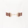 Vegan Leather Elastic Belt with Horsebit Buckle