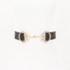 Faux Straw Elastic Belt with Metal Buckle