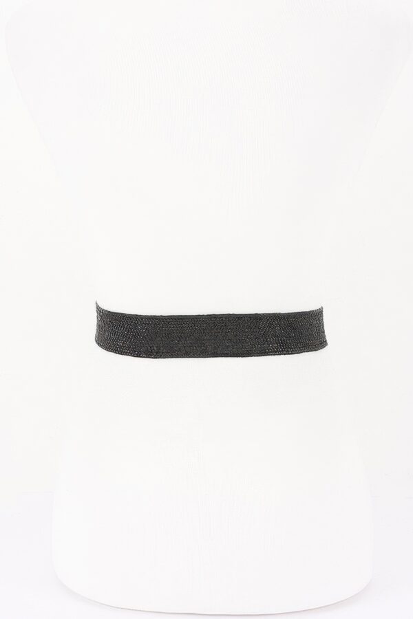 Faux Straw Elastic Belt with Metal Buckle