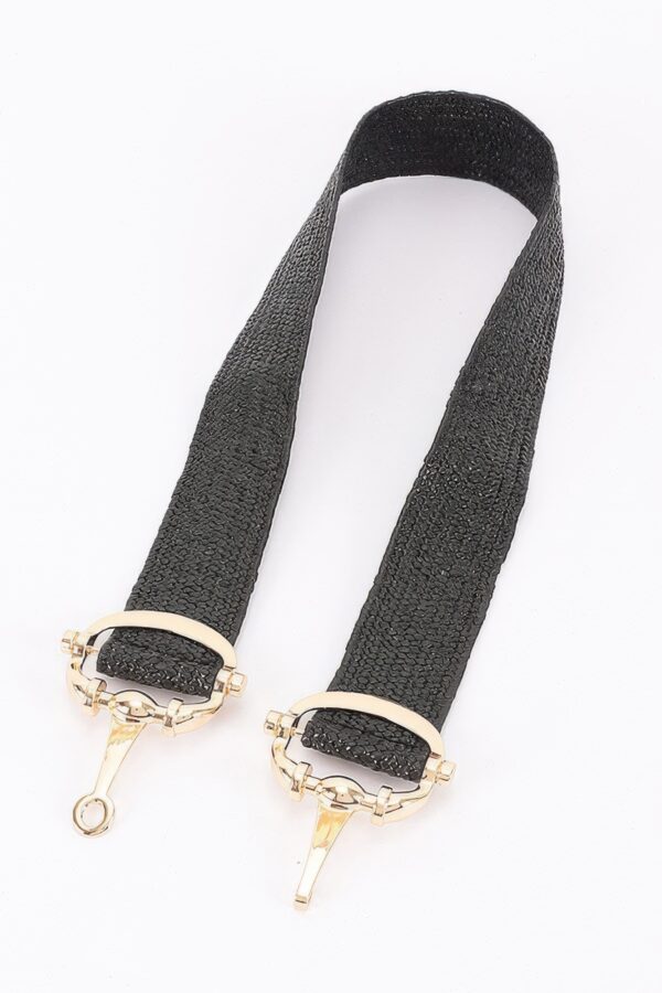 Faux Straw Elastic Belt with Metal Buckle