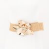 Faux Straw Elastic Belt with Oversized Flower Buckle