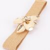 Faux Straw Elastic Belt with Oversized Flower Buckle