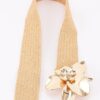 Faux Straw Elastic Belt with Oversized Flower Buckle