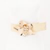 Faux Straw Elastic Belt with Oversized Flower Buckle