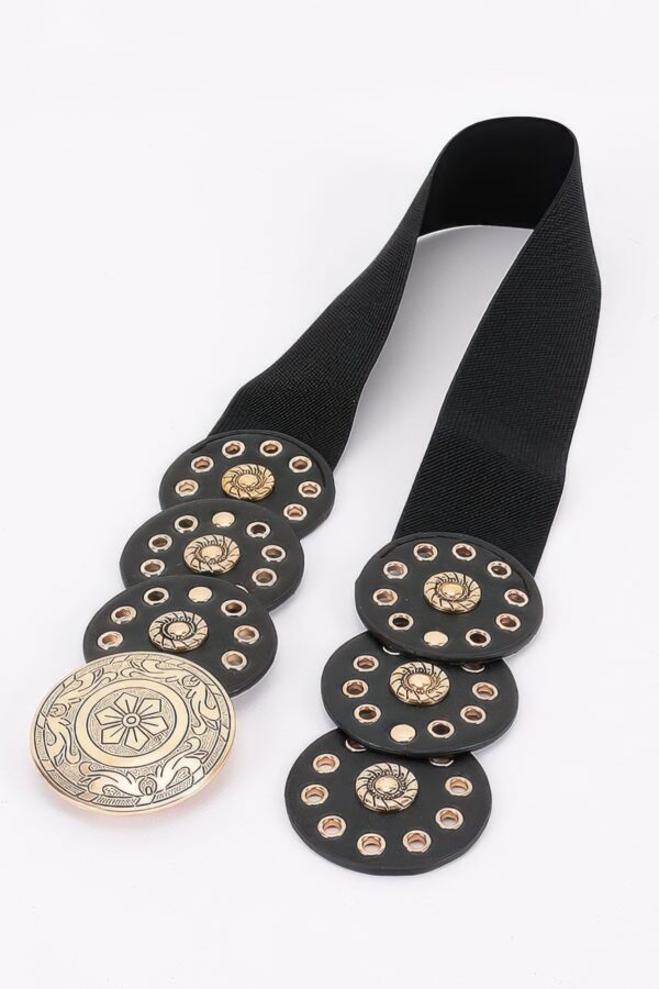 Vintage Disc Elastic Waist Belt - Wide Polyurethane Band
