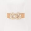 Faux Straw Wide Belt with Oversized Metal Buckle