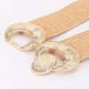 Faux Straw Wide Belt with Oversized Metal Buckle