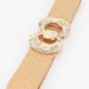 Faux Straw Wide Belt with Oversized Metal Buckle