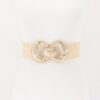Faux Straw Wide Belt with Oversized Metal Buckle