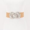 Faux Straw Wide Belt with Oversized Metal Buckle