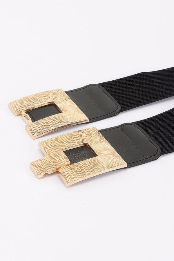 Plus-Size Vegan Leather Belt with Textured Metal Buckle