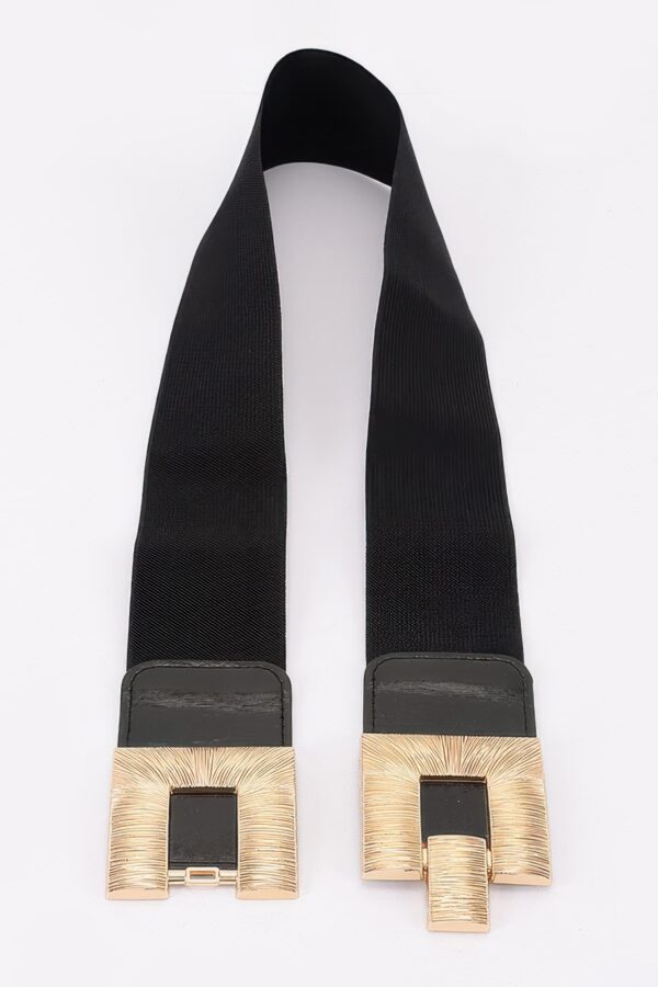 Plus-Size Vegan Leather Belt with Textured Metal Buckle